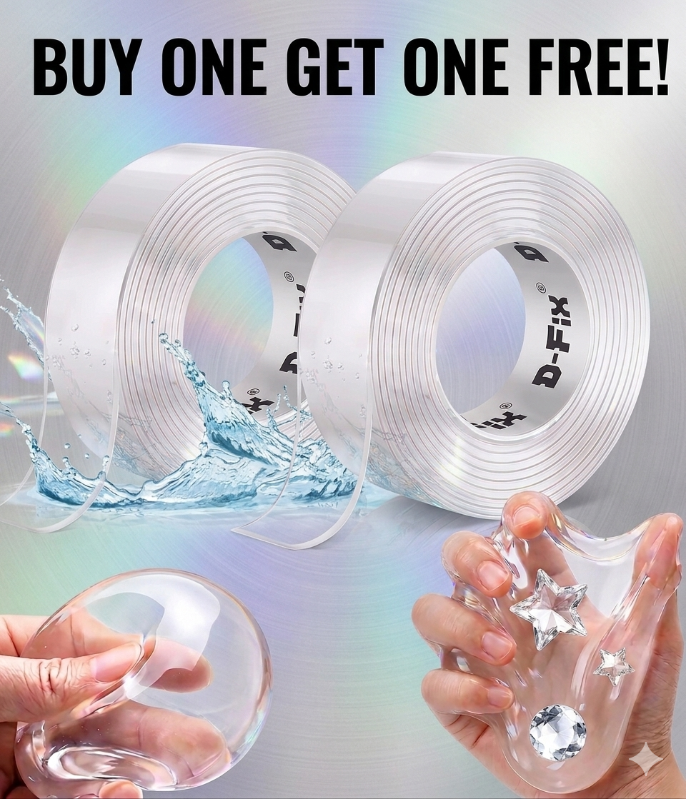 BUY ONE GET ONE FREE D-Fix Double-Sided Magic Nano Tape – Multipurpose Washable Gel Tape for DIY Balloon Crafts & Home Mounting